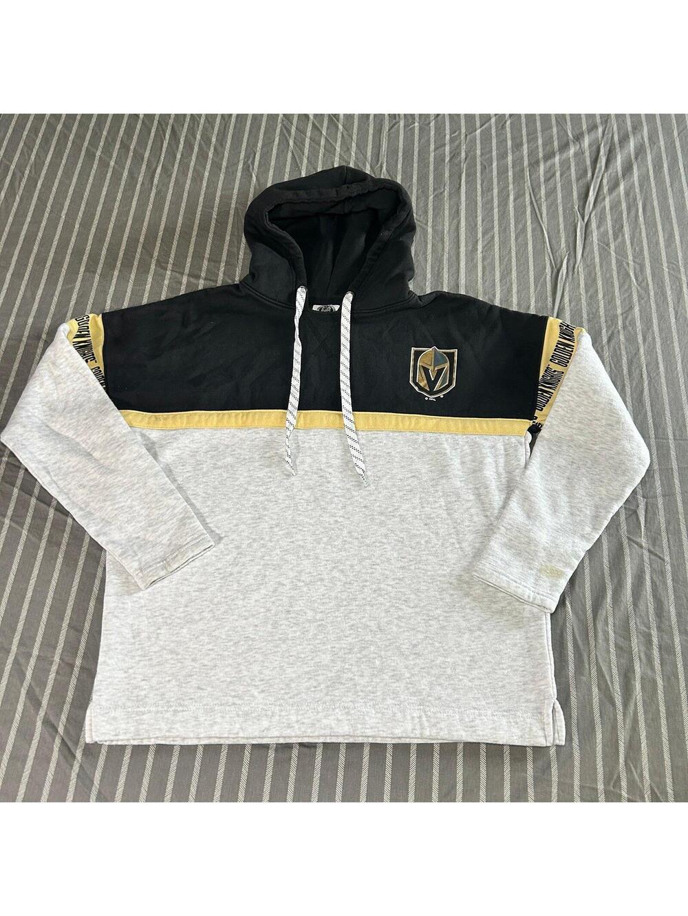 Las Vegas Golden Knights Gray & Black & Yellow Hoodie NHL Pullover Fleece Small